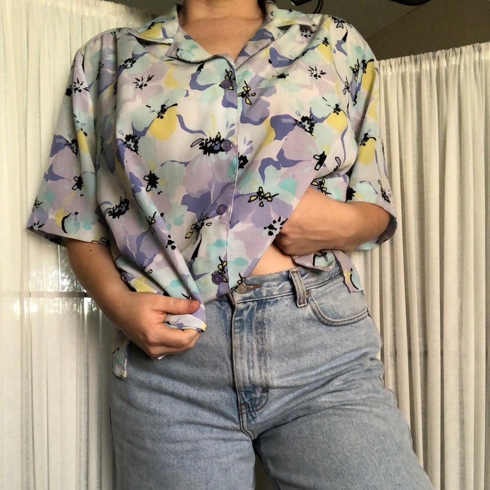 Vintage pastel floral blouse